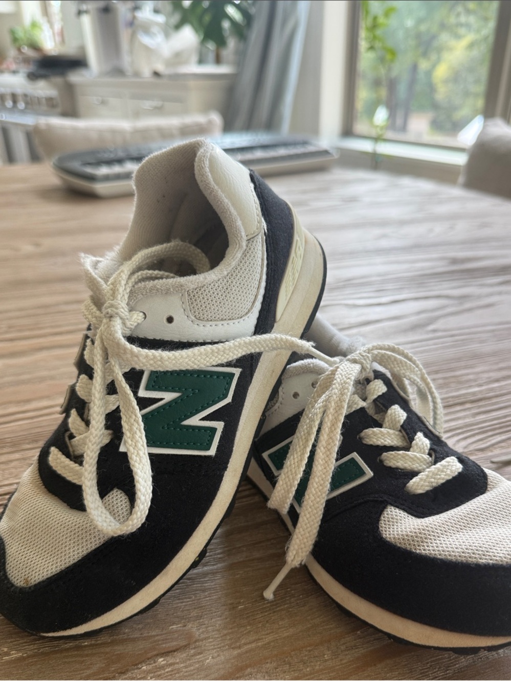 New Balance Kids Black, White & Green Sneakers